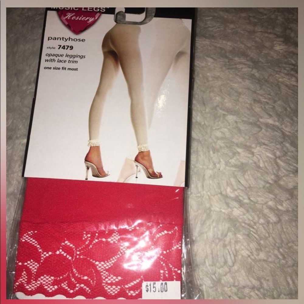 Music legs pantyhose with lace